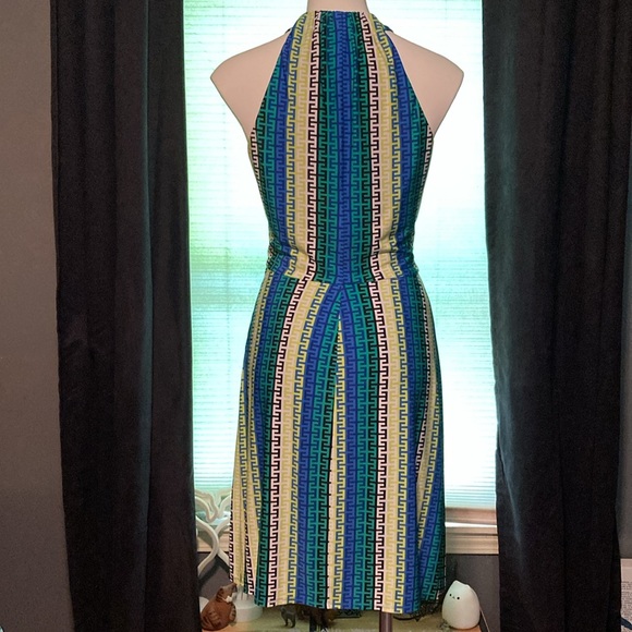 Laundry by Shelli Segal Greek key print knot front detail lined dress size 10 - Picture 4 of 6